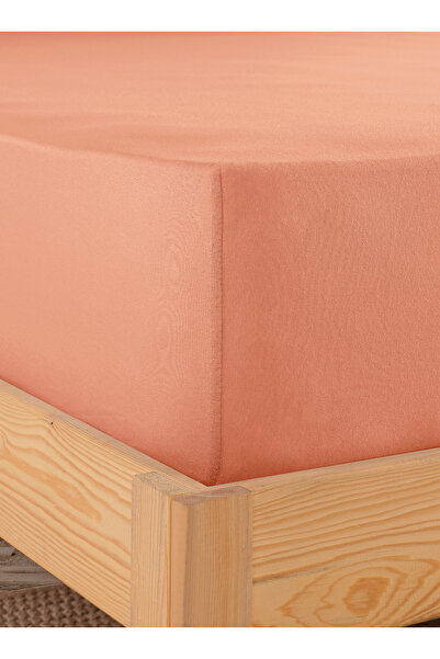 Karden Flower Premium 100% Cotton Double Combed Cotton Elastic Sheet - Salmon