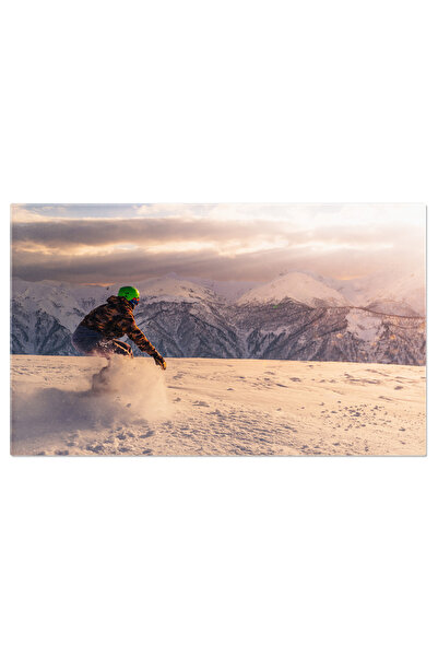 StoryGift Romania Tablou Canvas Snowboarder Coborand De Pe Munte: Snowboard, ...