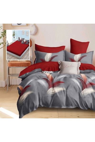 Pucioasa Double Bedding Set - Burgundy - Cotton–Polyester