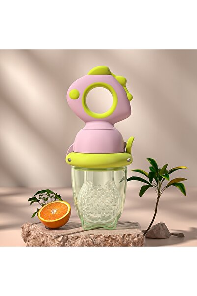 Choice1 وحدة تغذية الفاكهة للأطفال على شكل ديناصور وردي دوارة تعمل بالدفع، وح...