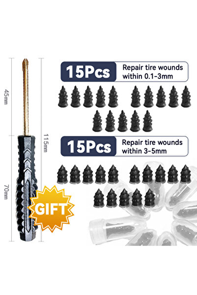 Choice 15 Small 15 Large 10/20/30PCS Car Rubber Vacuum Tyre Repair Nail Kit with Screwdriver Tire Puncture