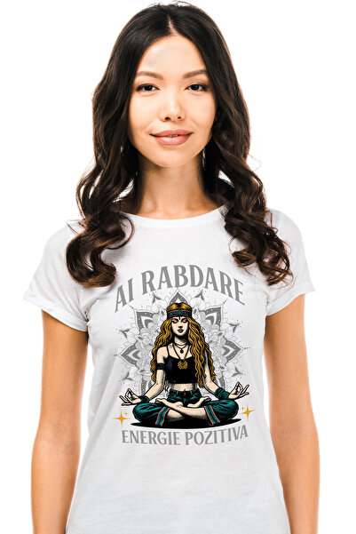 StoryGift Romania Tricou Femei Yoga - Ai rabdare, cu imprimeu pe Fata, 100% B...