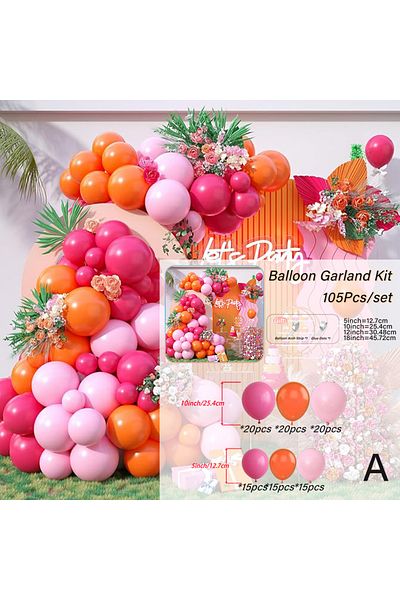 Choice Other 9wr-120-a 105pcs Balloons Garland Arch Kit With Rose Red Orange Pink Balloons For Wedding Deco