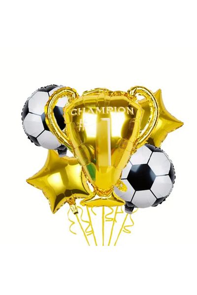 Choice 5PCS 5pcs, Football Champion Trophy Star Foil Balloons, Sport Theme PartyDecor, Birthday Decor, Cele