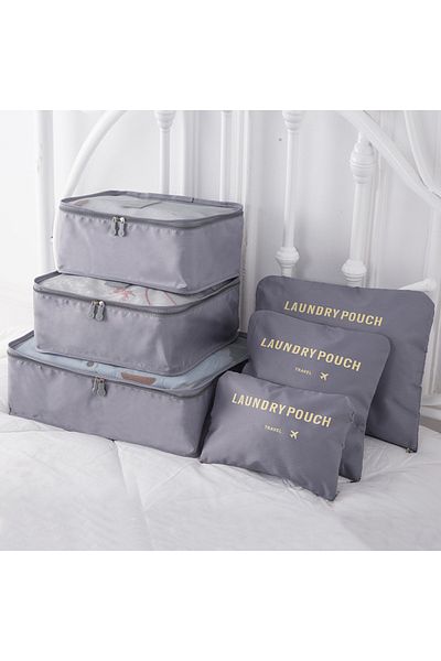 Choice grey 6pcs 6 Pcs Set Pink Blue Grey Travel Storage Bag Large Capacity Waterproof Luggage Clothing Und