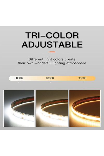 Choice 5 Meters 2700K-6500K 12V DC 5mm Width PCB 12V 24V DC CCT COB LED Strip Light 2700K to 6500K Color-Ch