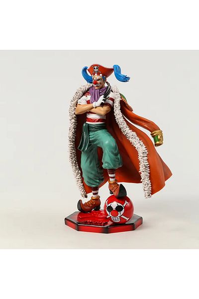BANDAI With Box 26cm One Piece Clown Buggy Anime Figure Four Emperors Figures 26cm Pvc Statue Model Collect