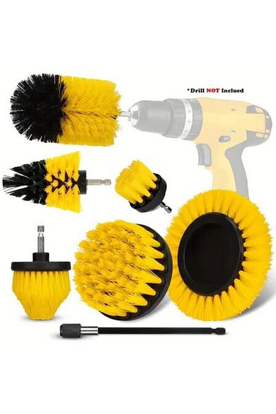 Choice 7PCs 7pcs Moving Brush Head, Electric Cleaning Brush, Yellow 7-piece Set, Electric Drill Brush Head