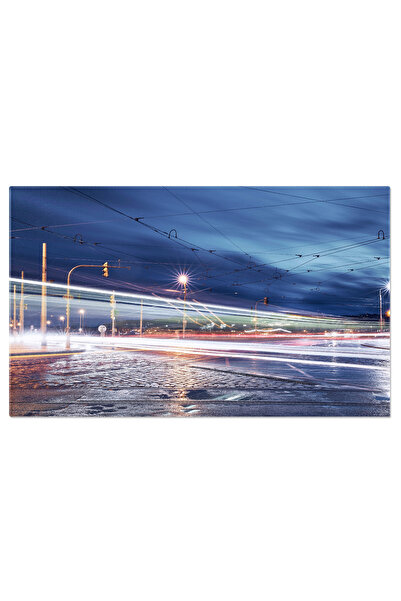 StoryGift Romania Tablou Canvas Trasee De Lumina Ale Tramvaielor Si Masinilor...