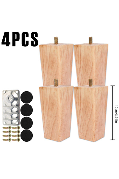 Choice لون الخشب - 10 سم - 4 قطع 4/8 قطع أقدام أثاث مربعة 6/10/15 سم أرجل أريكة من الخشب الصلب ارتفاع بديل