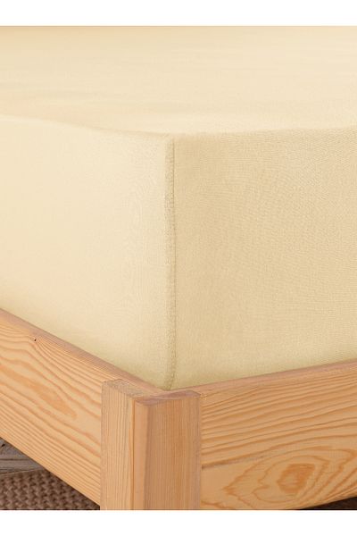 Karden Flower Premium 100% Cotton Double Combed Cotton Elastic Sheet - Cream