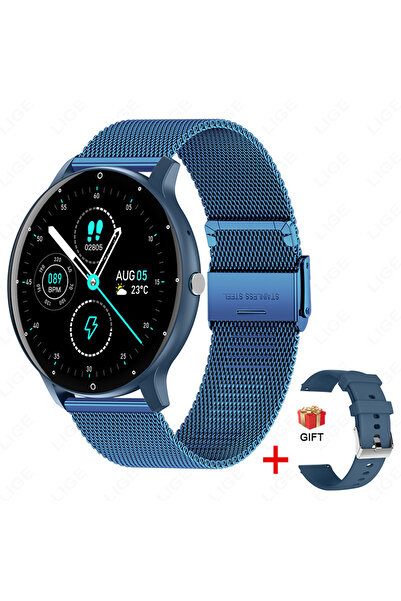Choice mesh belt blue Fashion Men's Smart Watch Full Touch Screen Sports Fitness Tracker IP68 Waterproof Bl