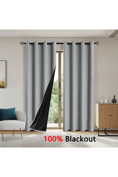 Choice Grommet Top W100cmxH200cm 1PC grey 1pc Solid color full shading and sun protection 100% Blackout cur
