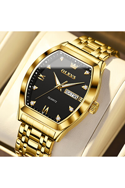 Choice ساعة OLEVS للرجال باللون الذهبي والأسود، ساعة كوارتز فاخرة من العلامة ...