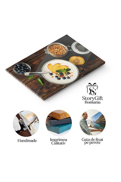 StoryGift Romania Tablou Canvas - Mic Dejun Sanatos: Granola, Iaurt, Fructe, Pe Masa