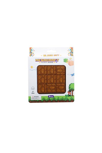 Megacraft Magnetic Blocks Brown Wood Patterned Block