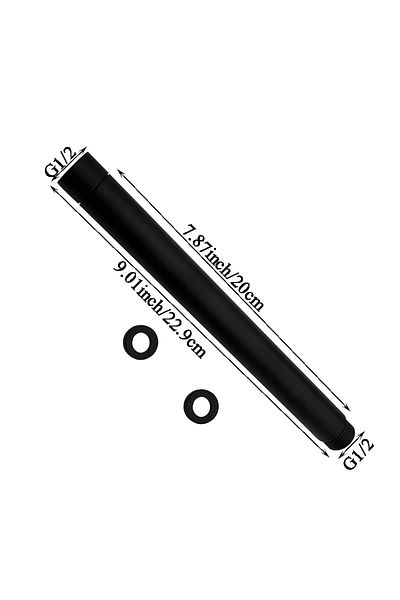 Bourdillat 20cm Black 10/15/20/25/30cm Shower Head Extension Arm G1/2 , Shower Head Extender Water Outlet Durab