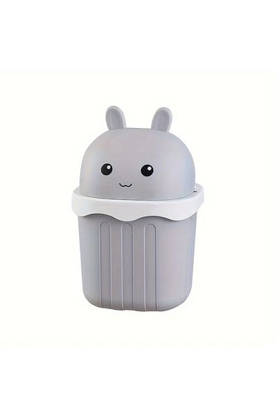 Choice <4L Light Grey 1pc Large Rectangle Creative Desktop Trash Can with Screw-Off Lid - Sanitary Bin for
