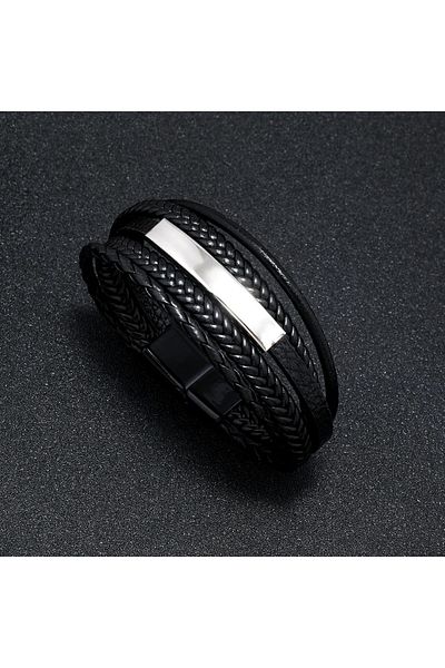 Choice 17 21 Trendy Leather Bracelets For Men Stainless Steel Bracelet 21CM Multilayer Braided Rope Bracele
