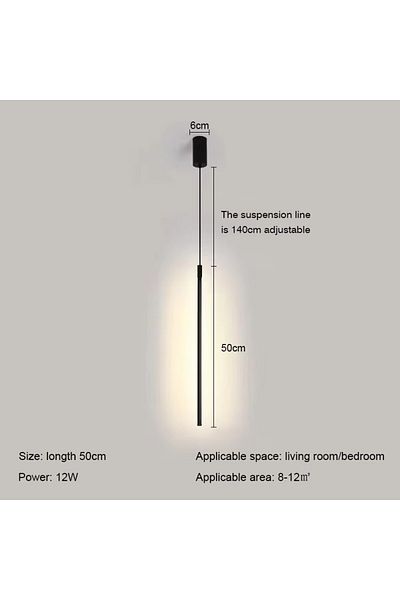 FRPY 50cm Warm White Modern LED Pendant Light Minimalist Black Aluminum Chandeliers For dining room Bedro