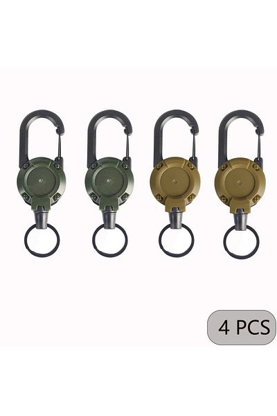 Choice 4 قطع خضراء وكناكي 1/2/4 قطع حاملات قابلة للتمديد والسحب لسلسلة المفاتيح وبكرات الشارة ومشبك شديد التحمل مع