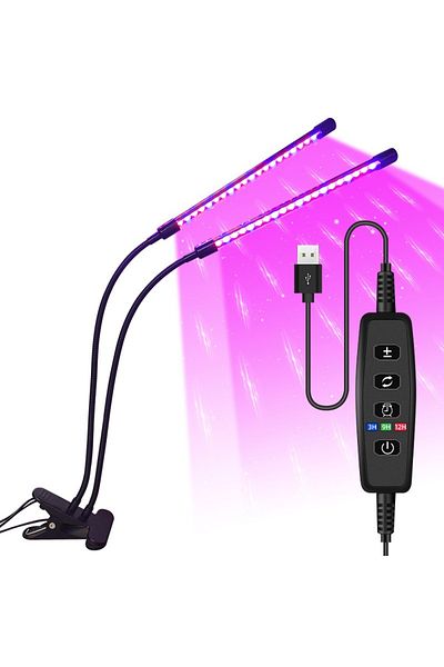 HONGQI 2 Head USB-40LED USB LED Plant Grow Light Indoor Garden 10 Dimmable Levels Grow Light Full Spectrum