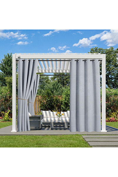 Choice ستارة خارجية مقاومة للماء مزودة بحلقات معدنية عرض 254 × ارتفاع 241 فضي...