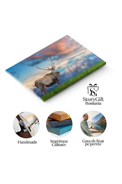 StoryGift Romania Tablou Canvas: Cerbul In Peisaj Natural - Munte, Natura Si Fauna Salbatica