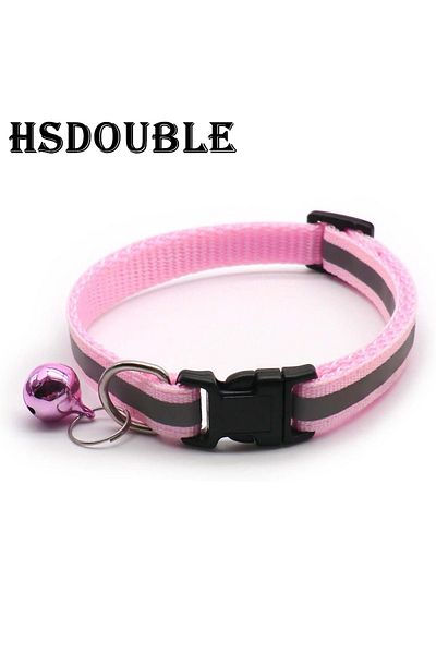 Choice 2X Pink 2Pcs/Pack 12 Colors Reflective Adjustable Cats And Small Dogs Collars With Bells Pet Supplie
