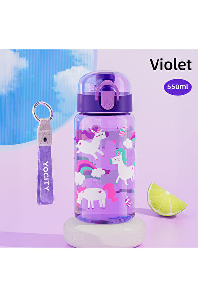Choice 550ml Violet 1pc 18.6oz Leakproof Cartoon Water Cup Portable Water Bottle With Rope Easy-to-Carry Fo