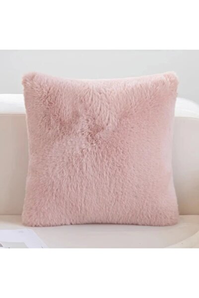 Choice pink 450mm * 450mm Ultra Soft Throw Pillows Case Faux Rabbit Fur Luxur...