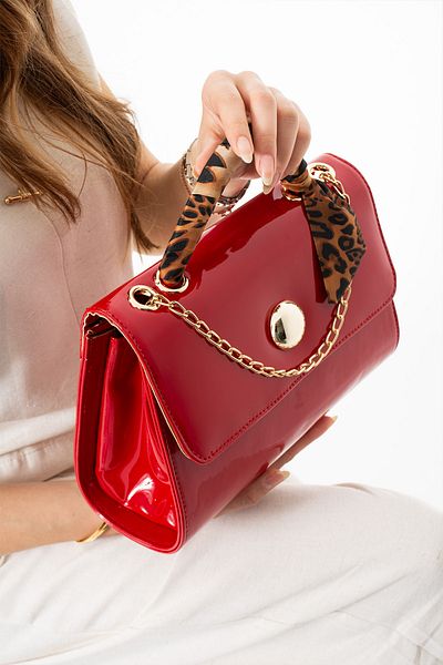Extra Shoes İstanbul Women's Red Patent Leather Cover Shawl Strap Bag
