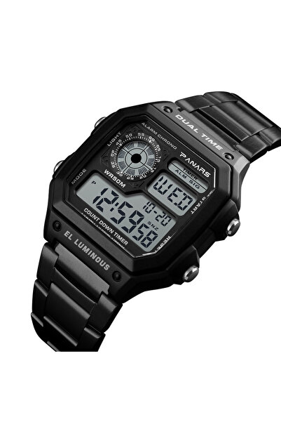 Choice ساعة يد رياضية عسكرية للرجال بسوار معدني أسود من الفولاذ المقاوم للصدأ 5BAR مقاومة للماء ساعات رجالية رقمية