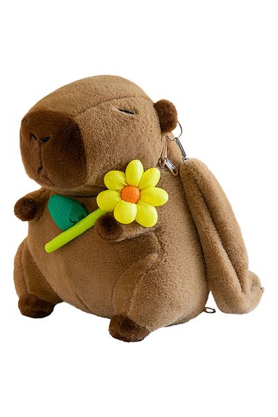 Choice with Yellow Flower Cute Capybara Plush Backpack Funny Cartoon Capybara Shoulder Bag Student Fur Bag