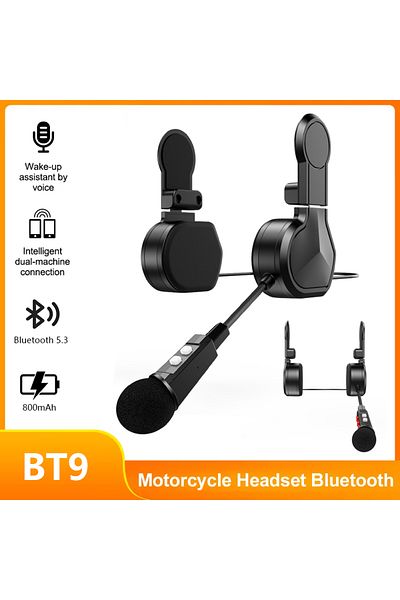 kankeirr black Bt9 Motorcycle Bluetooth Double Ear Helmet Headset 20 Hours Battery Life of 800M Intercom Wate