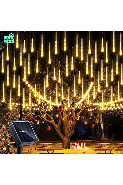 Choice 50CM 19.7inch Warm White Solar LED Meteor Shower Rain Lights Falling Light Waterproof 8Tubes 288LED