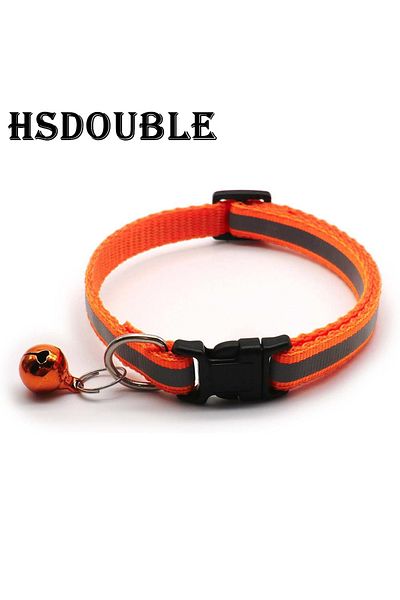 Choice 2X Orange 2Pcs/Pack 12 Colors Reflective Adjustable Cats And Small Dogs Collars With Bells Pet Suppl