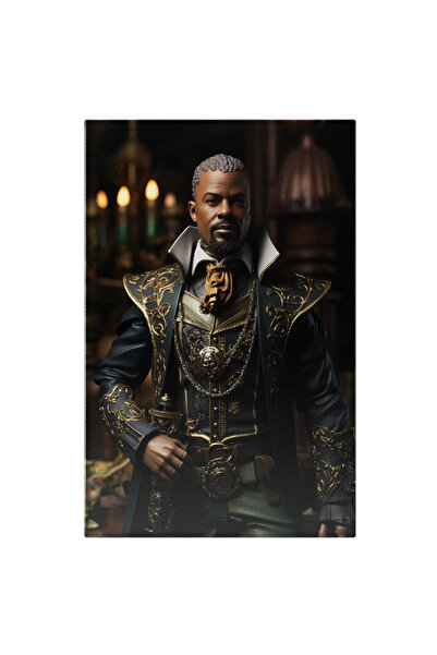 StoryGift Romania Tablou Canvas: Portret Cavaler Barbat Afro Cu Esarfa Galben...