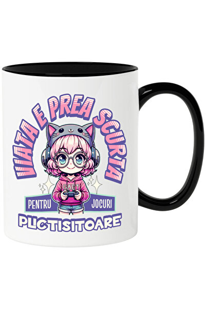 StoryGift Romania Cana Cu Fata Cu Par Roz Stil Anime Palarie Pisica Maneta Jo...