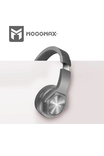 MOOGMAX سماعة راس لاسلكية مع مكبر صوت 2 في 1 ماركة موج ماكس لون فضي