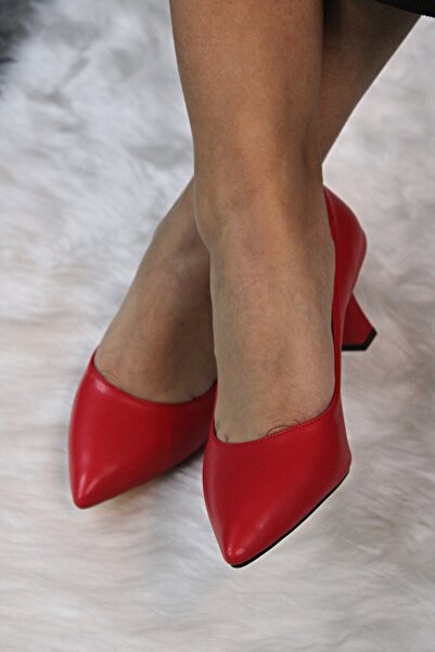 mybellashoes Kadın Kırmızı Stiletto Ayakkabı