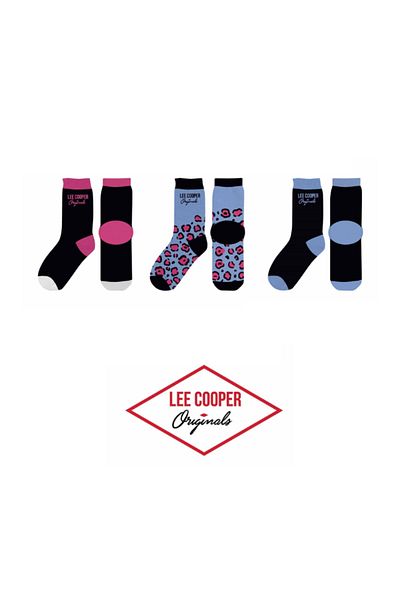 Lee Cooper Set 3 perechi sosete dama, cu logo, multicolor, 35-38, Lee Cooper Originals