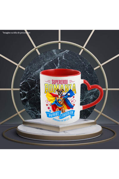 StoryGift Romania Boxer Dog Mug in Captain Romania Costume with Cape, Night Hero, Often, With