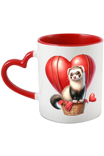 StoryGift Romania Cana Cu Un Dihor Care Zboara Cu Un Balon Cu Aer Cald | Ilus...