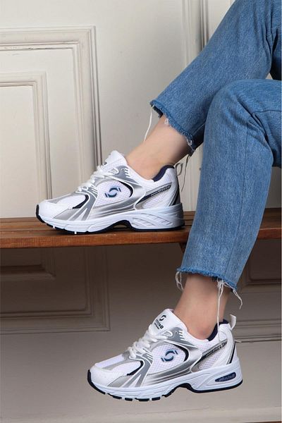 Tuğba Ortopedi 530 Young White/Navy Blue Comfortable Sneaker