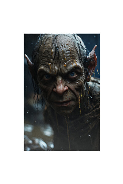 StoryGift Romania Tablou Canvas: Portretul Personajului Gollum Din Stapanul Inelelor - Negativ Pictura Digitala