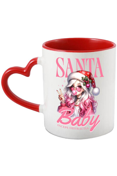 StoryGift Romania Cana cu Fata Stil Animte Caciula De Craciun Text Santa Baby...