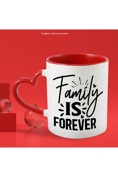 StoryGift Romania Mug with hearts and the text "Family is forever" - family is forever, With,STG.