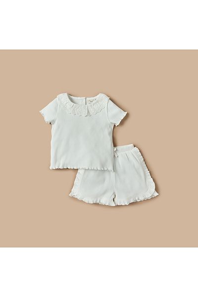 Juniors Ribbed Top and Shorts Set