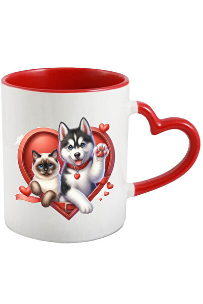 StoryGift Romania Cana Cu O Pisicuta Birmaneza Si Un Catel Husky | Ilustratie...